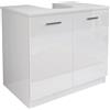 LIBEROSHOPPING Mobile bagno sotto lavello copricolonna con 2 ante in legno Bianco Lucido - LIBEROSHOPPING