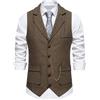 maxToonrain Gilet classico da uomo in tweed casual senza maniche giacca a spina di pesce gilet per smoking, M