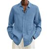 Fulidngzg Camicia Uomo Lino Manica Lunga Slim Fit Curvy Beach Casual Camicie Sportivia Elegante Estiva Camicia Tinta Unita Camicie Estive Taglie Forti vestibilità