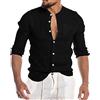 Fulidngzg Camicia Uomo Slim Fit,Camicia di Lino Uomo Coreana Slim Fit Camicie Estive Manica Lunga Casual Magliette Traspirante Leggera Spiaggia Top Elegante Hawaiana Primavera
