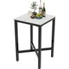 FATIVO Tavolo Bar Alto Cucina: Quadrato Tavolino Alto Bar Tavolo da Bar per Casa Esterno in Marmo Pietra Sinterizzata industrial Stile 70x70cm Altezza 105cm - per colazione, sala da pranzo