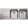 Franke Lavello Cucina 2 Vasche da Incasso con Gocciolatoio a Sinistra Larghezza 116 Cm Materiale Acciaio Inox Spazzolato Serie Logica Line LLX 621 - 101.0150.821