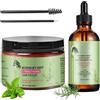 Booaee Olio di Rosmarino Biologico per Capelli - Set da 2 Pezzi (100g e 60ml) - Maschera Rinforzante Naturale con Olio di Menta per Capelli Secchi