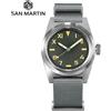 San Martin Orologio pilota San Martin 38mm YN55 Appassionati militari vintage Cinturino in nylon zaffiro Orologi meccanici automatici da uomo 20Bar - Matte Black