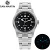 San Martin Orologio da pilota da uomo San Martin 37mm Miyota 8215 Orologi meccanici automatici militari stile semplice moda 100m impermeabile BGW-9 - B1-8215 Leather