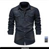 AIOPESON Camicia da uomo in denim di cotone elastico di marca AIOPESON Camicie da cowboy di qualità a maniche lunghe per uomo Abbigliamento casual da uomo slim fit - Navy