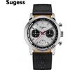 Sugess Pilot Watch Uomo ST1906 Movimento Cronografo a carica manuale Orologi da polso Zaffiro Impermeabile a carica manuale PowerReserve Luminoso V2 - IceBlue Black