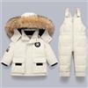 childdkivy Piumino per bambini Inverno e autunno Giacca da ragazzo calda Collo in pelliccia naturale Neonate Cappotto da neve Parka per bambini Capispalla 1-5 anni - Beige
