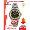 San Martin 39.5mm Orologio subacqueo da uomo Vintage effetto effetto invecchiato NH35 Orologio meccanico automatico impermeabile 200m C3 Lume SN0116 Reloj - Black Bezel Leather