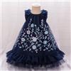 PLBBFZ Vestito da tutù da festa con ricamo floreale per ragazze Bambini Blu Battesimo Abiti da ballo di nozze Ragazza Estate Moda Bambini Abiti da vacanza - dark blue