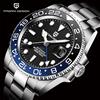 PAGANI DESIGN Nuovo PAGANI DESIGN PD-1662 V5 orologio meccanico da uomo orologio automatico con lunetta in ceramica di lusso 10bar orologio GMT in vetro zaffiro impermeabile - Black Blue