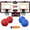 VATOS Canestro da basket x2 Mini tabellone segnapunti elettrico per interni ed esterni 4x palline giocattolo regalo per bambini ragazzi ragazze gioco sportivo - 1 SET