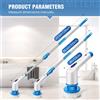 BRIEFNESS Elettrico Spin Scrubber Spazzola per pulizia elettrica 9 Testine Manico di estensione Cordless per TileSinkTubFloor - Blue and White