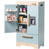 Robotime Robud Play Kitchen Frigo Frigorifero con distributore di ghiaccio Bambini in legno Giocano da cucina Set da gioco Giocattolo per età 3+Blu - Fridge