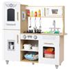 Set da cucina per bambini piccoli, set da gioco da cucina giocattolo in legno con veri luci e suoni, frigorifero a doppia porta, produttore di ghiaccio e pentole - White and Wood color