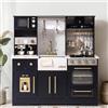 Robotime Robud Play Kitchen in legno con lavabo Accessori per pentole Giocattolo per microonde Regalo da cucina per ragazzi e ragazze 3+ Nero Bianco - White