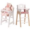 Robotime Robud Seggiolone per bambole Fai finta di giocare Seggiolone con cintura di sicurezza Accessori per bambole in legno bianco con piano mobile - Play High Chair