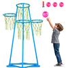 SucceBuy Supporto per canestro da basket per bambini a 4 cerchi con altezze regolabili e 3 palline per giocattoli sportivi da basket per interni ed esterni per ragazzi e ragazze - Blue