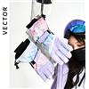 Vector Guanti da sci 2 IN 1 extra spessi da uomo e da donna, snowboard, neve, sport invernali, caldi, impermeabili, antivento, sci, ecopelle Plam - Color 12