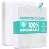 Proteggi Materasso 90, 105, 135 o 150 cm Coprimaterasso Impermeabile in Cotone e Microfibra con Fodera Elasticizzata Coprimaterasso Traspirante Ipoallergenico Antiacaro Lavabile in Lavatrice