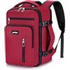 YOKGO Zaino Ryanair 40x20x25,Bagaglio a Mano 40x20x25 Ryanair, Zaino da Viaggio Aereo Piccolo Valigia Zaini Zainetto Uomo Donna 20L Borsa Porta PC 15,6" Laptop per Lavoro Casual Antifurto Rosso Scuro