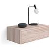 Mobili Fiver, Comodino sospeso Riccardo, Olmo Perla, Nobilitato, 45 cmx25 cmx15.5 cm, Comodino moderno per Soggiorno e camera, Made in Italy