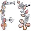 Bling Jewelry Orecchini a fiore in madreperla rosa chiaro per cartilagine per donne e adolescenti con clip in ottone placcato argento.