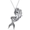 Bling Jewelry Nautico Grande Penzolante Mare Sirena Collana Ciondolo Per Le Donne Ossidato .925 Sterling Silver