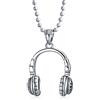 Bling Jewelry Hip Hop musica amante DJ cuffie collana ciondolo per gli uomini per l'adolescenza in acciaio inox tono argento con catena a sfera