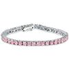 Bling Jewelry 12 Ctw Prong Basket Set Solitaire Round Cubic Zirconia Simulato Luce Rosa Tormalina Aaa Cz Bracciale Da Tennis Per Le Donne Prom Bride Placcato Argento