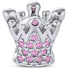 Bling Jewelry Principessa Regina Corona Royalty Rosa Fucsia Cristallo Charm .925 Argento Perlina Per Bracciale Europeo Per Donne