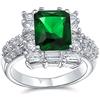 Bling Jewelry Anello Alla Moda Con Dichiarazione Di Taglio Smeraldo Simulato Verde In Zircone Cubico CZ Pavé 7CT Rettangolare Placcato Argento Per Donne In Ottone