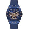 Guess US - Orologio multifunzione da uomo, in silicone color oro rosa e blu, uno, Blu/oro rosa, misura unica, Orologio al quarzo