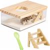 Zbozzba Acrylic Hamster Sand Bath Box, bagno di sabbia, con scaletta e paletta, per criceti, topi, cincillà, piccoli animali