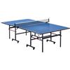 VEVOR Tavolo da Ping Pong Pieghevole in MDF per Interni, Tavolo da Ping Pong Portatile, con Rete a Morsetto Rapido e Ruote Bloccabili, Gioco da Ping Pong, Uso Interno, Piani del Tavolo da 12 mm