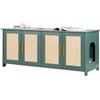 VEVOR Lettiera per Gatti Multi-Gatto, Mobiletto Nascosto da 1200 mm con 4 Ante in Rattan e 2 Ingressi, Mobile da Lettiera in Legno per Gatti, Adatto alla Maggior Parte delle Lettiere, Verde