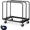 VEVOR Carrello per Cartongesso, Carico 816 kg, Carrello per Pannelli in Acciaio con Ruote da 12,5 mm, per Cartongesso in Legno con Cinghia di Ancoraggio e 3 Corrimano Laterali per Garage, Nero