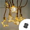 Wisdom Catena decorata con 10 Stelle luminose a Led Bianco Caldo 4,5 metri a batteria Wisdom