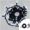Wisdom Catena di luci 10 metri 100 MaxiLed Reflex Professionale prolungabile Bianco Freddo fisso e intermittente con cavo nero da esterno Wisdom