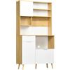 HOMCOM Dispensa da Cucina in Truciolato con Armadietti, Cassetti, Ripiani Regolabili e Appendino, 93x40x180 cm|Aosom