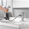 LAZ HOME Rubinetto da bagno con spruzzatore estraibile in rame cromato, maniglia singola, rubinetto miscelatore per lavabo da cucina con tre modalità, spruzzatore con beccuccio rotante, acqua calda e