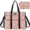 IBFUN Borsa tote da donna con zip, L-rosa leopardato, Large