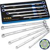 YIYEIE 5 chiavi piatte extra lunghe metriche 8 mm-19 mm, chiave estrattore bulloni estesa a 6 punti, chiave aeronautica CR-V a risparmio di manodopera con schiuma EVA