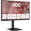 AOC Monitor 27E4U da 24 pollici FHD, 120 Hz, IPS, 1 ms MPRT, sincronizzazione adattiva, modalità HDR, regolazione dell'altezza (1920 x 1080, HDMI 1x 1.4, DP 1x 1.2, USB Hub) Nero