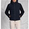 Amirante Antica Sartoria Napoletana Piumino uomo blu notte con cappuccio e maniche in lana