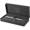 Parker Sonnet penna a sfera | acciaio inossidabile con finiture in palladio | pennino medio | Confezione regalo