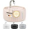 PrettyPaw Aqua Flow Pro - Fontana per gatti, super silenziosa, senza BPA, 3 litri, con LED e filtro ai carboni attivi, facile da pulire, Aqua Flow, colore: Beige