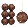 Oairse Set di 6 palline decorative per albero di Natale da 8 cm, con glitter olografici, decorazioni delicate per albero di Natale, matrimoni, colore: bronzo