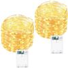 ATJTYSX 2 luci a LED con timer, 12 m, 120 LED, micro filo d'argento, per interni, alimentate a batteria, per feste, Natale, Halloween, matrimoni, decorazioni interne, bianco caldo