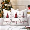 LRartdeco Federe Cuscini Natalizi 50x50 cm Moderna Decorazioni Casa Set di 2 Albero di Natale Bianco Copricuscini Divano Cuscino Deco per Giardino Soggiorno Camera da Letto Divano